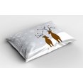 thumbnail image 2 of Ambesonne Christmas Pillow Sham 2 Pack, Reindeers Noel, 26"x20", Brown Pale Grey White, 2 of 3