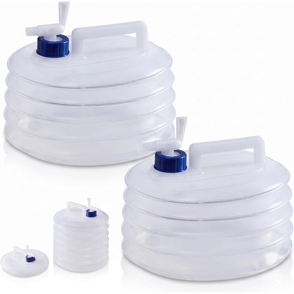 Collapsible Water Container with Spigot Portable Folding Clear Jug for Outdoor Camping Hiking RV Emergency Storage Water Tank 5L 1.3 Gal