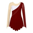 thumbnail image 3 of Kaerm Women's Figure Ice Skating Dress Long Sleeves Gymnastics Leotard Contemporary Lyrical Dress Burgundy M, 3 of 7