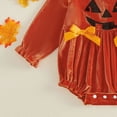 thumbnail image 7 of Weebloom Halloween Baby Boys Girls Pajamas Corduroy Pumpkin Print Long Sleeve Bodysuit With Ribbon Bow Snap Closure Soft One Piece Pjs Loungewear Sleepers Romper Onesie Red 6-12 Months, 7 of 7