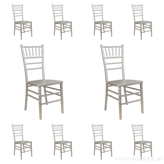 10 PACK Champagne Wood Chiavari Banquet Chair with FREE Fabric Seat Cushions