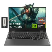 Lenovo LOQ 15.6" 144Hz FHD Gaming Laptop, AMD Ryzen 7-7435HS, NVIDIA GeForce RTX 4070, 16GB DDR5, 512GB PCIe SSD, Backlit Keyboard, Webcam, Wi-Fi 6, Win 11 Home, Grey, 256GB Docking Station Set