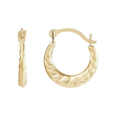 Brilliance Fine Jewelry 10K Yellow Gold Polished Round Swirl Hoop Earrings