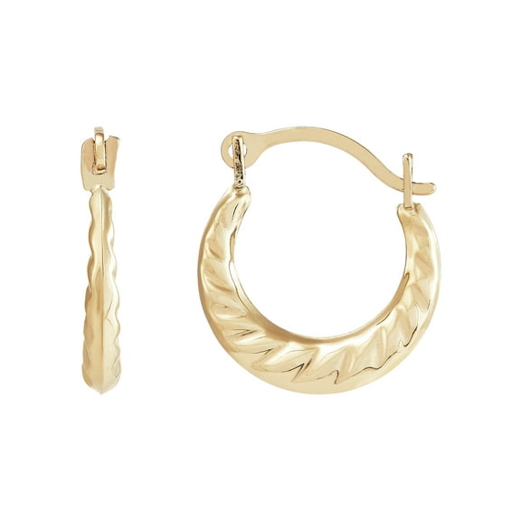 Brilliance Fine Jewelry 10K Yellow Gold Polished Round Swirl Hoop Earrings
