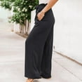 thumbnail image 6 of Wide Leg Pants for Women High Waisted Palazzo Tied Belt Baggy Flowy Summer Casual Beach Pants with Pockets, 6 of 7