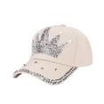 thumbnail image 3 of SPRING PARK Fashion Women Candy Color Crown Faux Pearl Rhinestone Baseball Cap Tiara Snapback Outdoor Sun Hat, 3 of 7