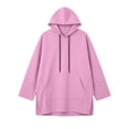 thumbnail image 6 of Fashion Hoodies for Women Plus Size Long Hooded Sweatshirt With Drawstring Side Placket Large Pocket Loose Long Sleeved Casual, 6 of 8