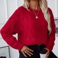 thumbnail image 4 of Amidoa Red Sweater Tops for Women Long Sleeve Pullover Cable Knit Solid Fall Loose Sweaters Womens Cardigan Sweaters L, 4 of 8