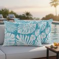thumbnail image 3 of Lumbar Pillow Covers 20x12 Inch Set of 2, Palm Tree Monstera Waterproof Outdoor Pillow Covers, Teal Aqua Leaf Boho Botanical Tropical Decorative Cushion Pillowcases for Patio Garden Couch Bed, 3 of 9