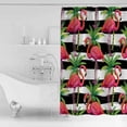 thumbnail image 2 of Pink Flamingo Tropical Coconut Tree Shower Curtain for Bathroom, Black and White Stripe Waterproof Shower Curtains Washable Quick Dry with Hooks Bathtub Curtains 36x72 IN, 2 of 7