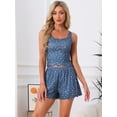 thumbnail image 2 of DARING DIVA Women's Ruffle Trim  Ruffled Camisole Tank Top and Shorts Pajamas Set L Blue, 2 of 7