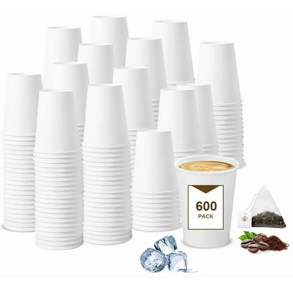 AmeriCan Goods 600/Pack Hot Paper Cups 12oz (350ml) White, Disposable Cups for Cold & Hot Drinks Paper Coffee Cups