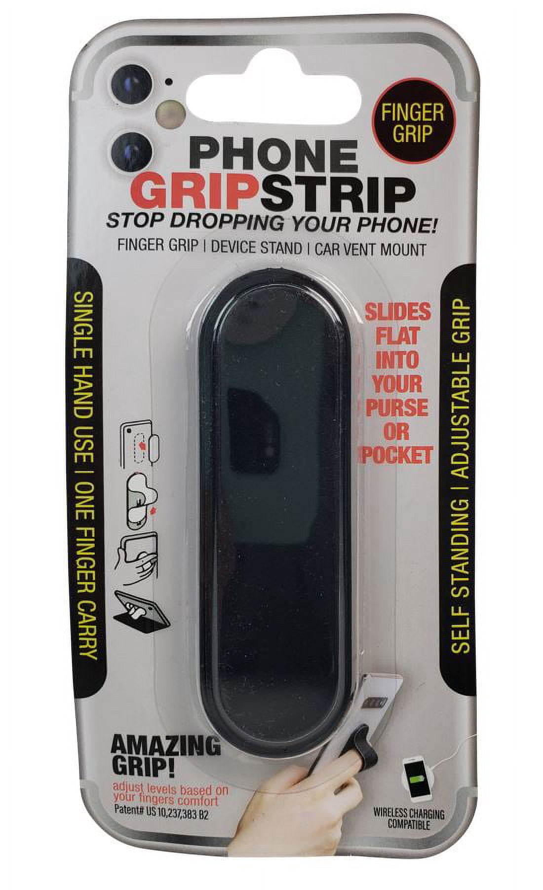 Novelty Max Black Phone Grip Strip – Single Count Pack/Leather Series