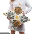 thumbnail image 5 of Ambesonne Tiger Fabric by the Yard Upholstery, Exotic Wild Heads Geometric, 1 Yard, Ivory Orange Rose, 5 of 5