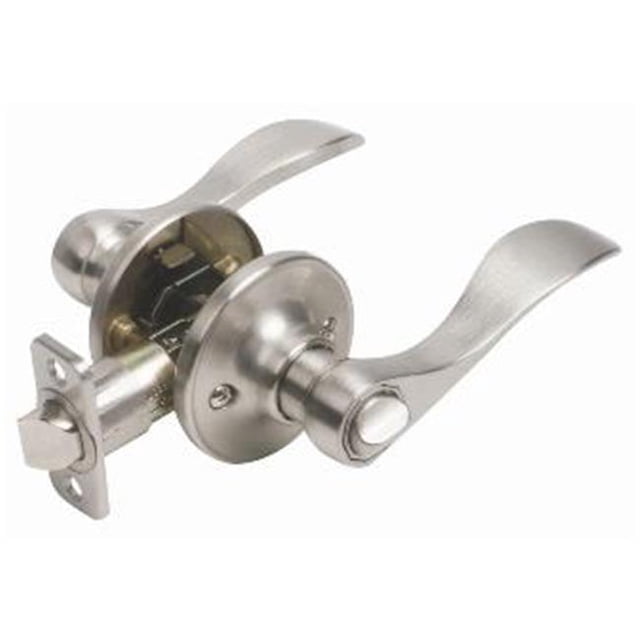 Design House 742858 Springdale Universal Latch Privacy Door Handle, Adjustable Backset, Satin Nickel Finish