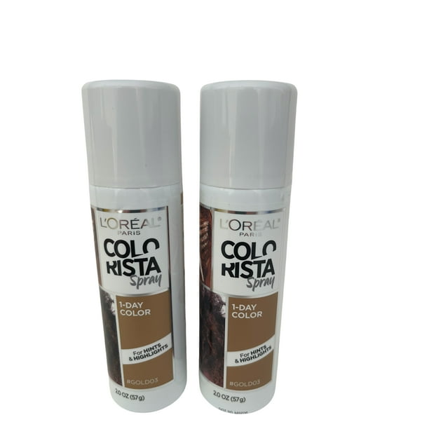 2 Pack - L'Oreal Paris Colorista Makeup Temporary 1-Day Hair Color Spray, #Gold 03, 2 oz 2 Pack - L'Oreal Paris Colorista Makeup Temporary 1-Day Hair Color Spray, #Gold 03, 2 oz
