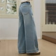 thumbnail image 7 of Shadoumai Girls Wide Leg Pants Ribbed Textured Palazzo Trousers Drawstring Elastic Waist Pull On Casual School Travel, 7 of 7