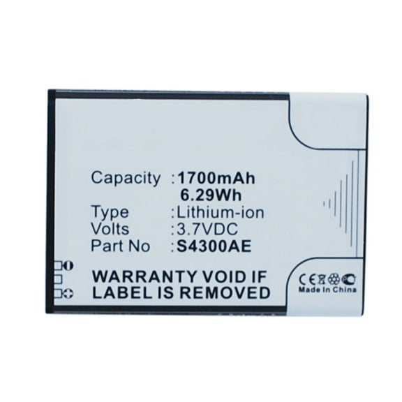 Batteries N Accessories BNA-WB-L3706 Cell Phone Battery - Li-Ion, 3.7V, 1700 mAh, Ultra High Capacity Battery - Replacement for Wiko S4300AE Battery