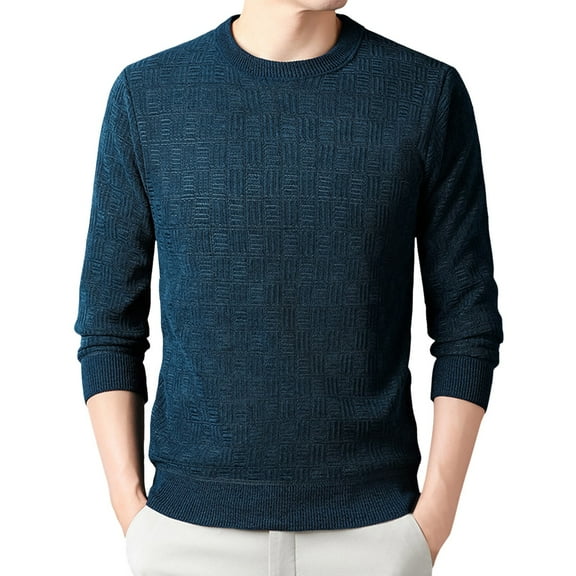 Toimothcn Men's Sweater Autumn Winter Round Neck Casual Knit Versatile Fashion Soft Sweater Casual Jacquard Bottom Sweater Suitable For Dailywear
