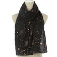 thumbnail image 2 of Prolriy Scarf for Women Fashion Star Moon Foil Printed Scarf Wrap Silk Shawl Travel Scarves Womens Scarf Black, 2 of 2