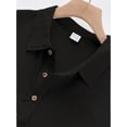thumbnail image 6 of UTSJKR Men's Button Placket Three Quarter Sleeve Linen-Blend Button up Collared Shirt, Casual Beach Top, Summer Seaside Vacation Daily Leisure Wear Black M, 6 of 8