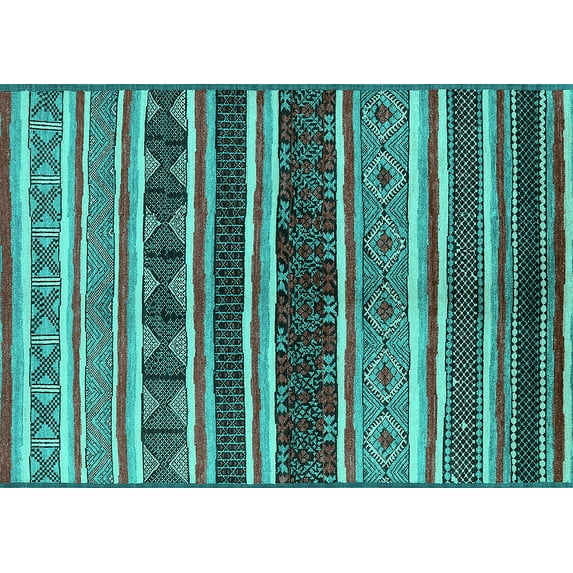 Ahgly Company Indoor Rectangle Solid Turquoise Blue Modern Area Rugs, 2' x 5'