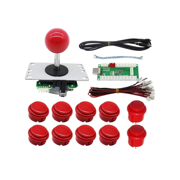 Seitruly Juego de Control de tablero controlador Joystick DIY Kit Gamepad Stick consola reparación Joysticks accesorio profesional Videojuegos y accesorios Rojo
