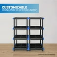 thumbnail image 6 of Hart 4-Shelf Plastic Storage Shelf, 24" W x 20" D x 55" H, Holds up to 400 lb Total Capacity, Black and Blue, 6 of 8