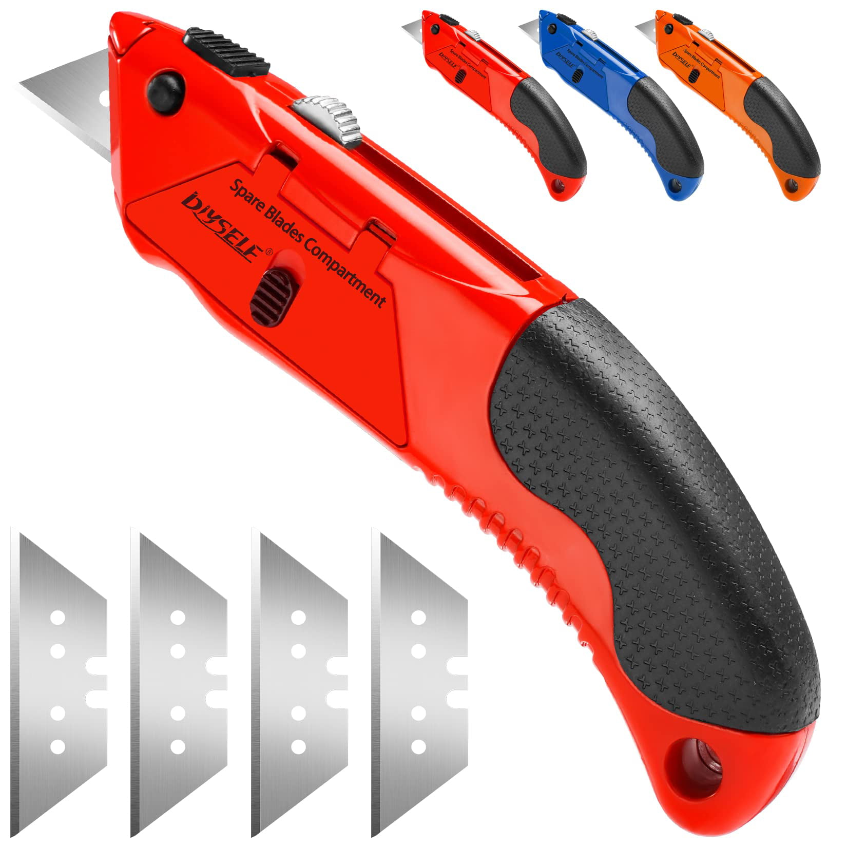 DIYSELF 2 Pack Utility Knife, Folding Retractable Box Cutter Heavy Duty ,  Quick Change Blades Mechanism, Box Knife for Cartons, Cardboard and Boxes,  Extra 10-piece Blade Included price in UAE,  UAE