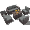 thumbnail image 7 of Gotland 7 Pieces Outdoor Patio Furniture Set with 43" Fire Pit Table Sets Outdoor Furniture Patio Conversation Set (Grey), 7 of 7