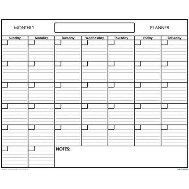 18" x 24" Erasable Undated One Month Laminated Wall Calendar Monthly