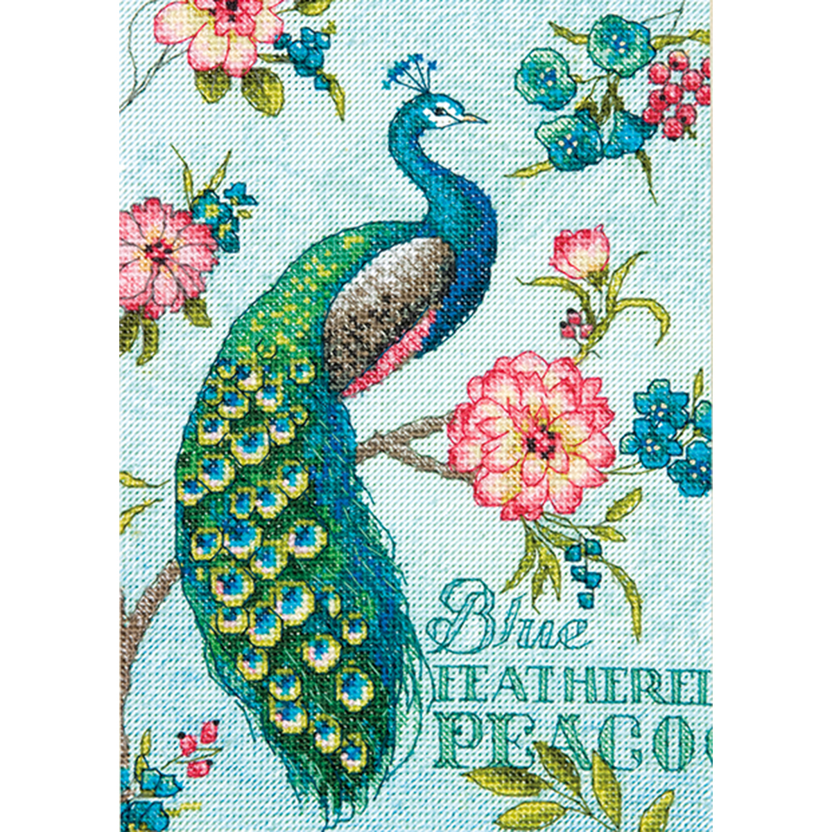 Gold Petite Blue Peacock Counted Cross Stitch Kit5"X7" 18 Count