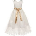 thumbnail image 2 of Big Girls Off White Custom Rhinestone Belt Lace First Communion Formal Flower Girl Dress Champagne 12 (J2K0S73), 2 of 5