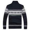 thumbnail image 2 of SWSMCLT Men's Cardigan Sweaters Winter Thick Knit Heavy Knitted Norwegian Casual Slim Fit Full Zip Up Fashion Zipper Sweater Jacket Male Sweater Coat Navy Blue Medium, 2 of 2