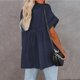 thumbnail image 5 of Top de manga corta con cuello en V para mujer, blusa elegante holgada informal de color liso para oficina, trabajo y citas, 5 of 5