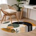 thumbnail image 4 of Boho Middle Century Round Area Rug 3.3 FT, Non Slip Small Entryway Kitchen Mat, Abstract Orange Geometric Leaves Washable Soft Circular Rug Non-Shedding Door Mat for Bathroom Playroom Kids Room, 4 of 9