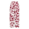 thumbnail image 5 of LWavelet Soft Fabric Heart Print Wide Leg Pants Women Valentine's Day Casual Wear Vermilion L, 5 of 6