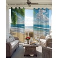 thumbnail image 6 of Summer Beach Blackout Curtains for Bedroom Living Room Darkening Curtains 90 Inch Coastal Ocean Tropical Palm Trees Black Out Window Curtain Privacy Window Treatment Grommet Drapes 52"x90"x2, 6 of 9