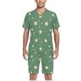 thumbnail image 5 of joogoo Men's Pajama Set Stars Pattern V-Neck Pj Shorts Set 2 Piece Loungewear Sleepwear M, 5 of 7