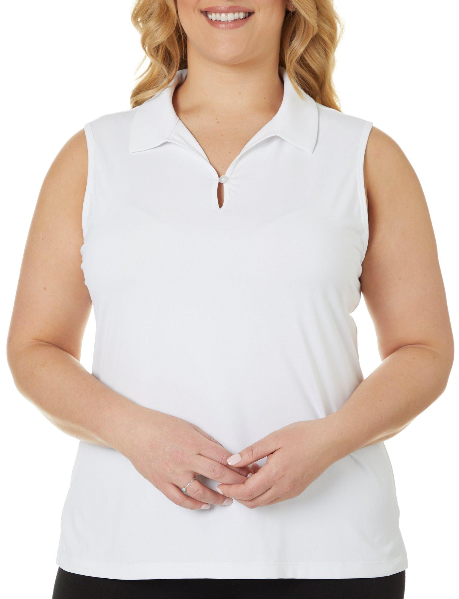 Lillie Green - Lillie Green Plus Keyhole Sleeveless Back Mesh Polo