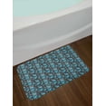 thumbnail image 2 of Flower Bath Mat, Forget Me Not Blossoms on a Dark Background with Grid Pattern Botany, Non-Slip Plush Mat Bathroom Kitchen Laundry Room Decor, 29.5 X 17.5 Inches, Charcoal Grey Blue Yellow, Ambesonne, 2 of 2