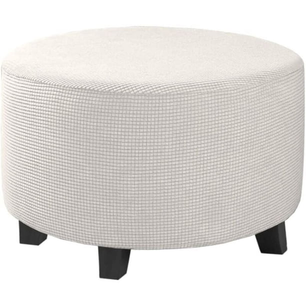 Funda artística para otomana, funda antideslizante para otomana redonda con almacenamiento y taburetes plegables, protector de muebles de tela jacquard de fácil cuidado (adaptado a otomanas pequeñas)