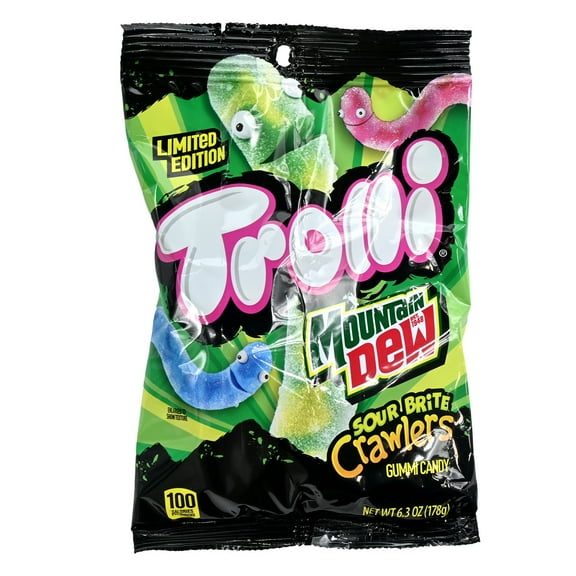 Trolli Mountain Dew Sour Brite Crawlers 6.3 Ounce Peg