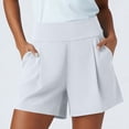 thumbnail image 2 of Miluxas Women's High Waisted Pleated Shorts Lightweight Flowy Casual Wide Leg Shorts with Pockets Comfy Summer Shorts for Yoga Workout White, 2 of 7
