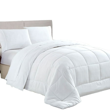 Down Alternative Comforter Duvet Insert Queen White Solid - Hypoallergenic, Plush Siliconized Fiberfill, Box Stitched Exclusively by Scala Home (Best Stores For Comforters)