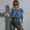 thumbnail image 3 of Vedolay Womens Fall Tops Womens Half Zip Sweatshirts Cropped Hoodies Pullover Sweaters Fall Winter,Blue L, 3 of 4