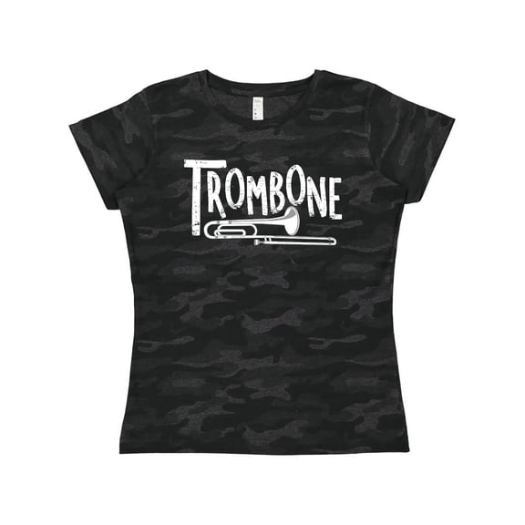 Inktastic Trombone  Rough  White Text Women's T-Shirt
