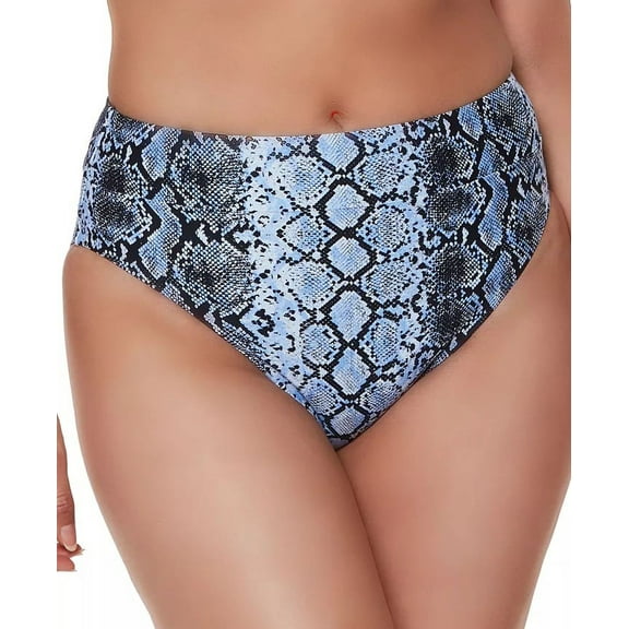Bar III PERIWINKLE ALLURE Slitherin High-Rise Bikini Swim Bottom, US Large