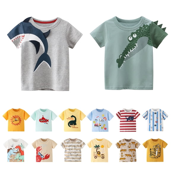 Bovxnpu Summer Boys Top, Toddler Boys Cotton T-Shirts, 1-10 Years Children's Short-sleeved T-shirt Boys Baby Clothes Summer Top Tees 3 Years