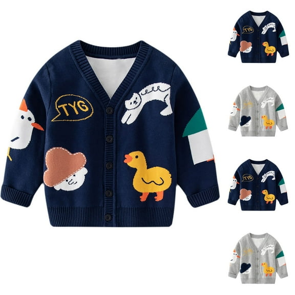 Fesfesfes Kids Sweater Fashionable Girl Casual Long Sleeved Warm Knit Sweater Double Layer Thread Cardigan Sweater